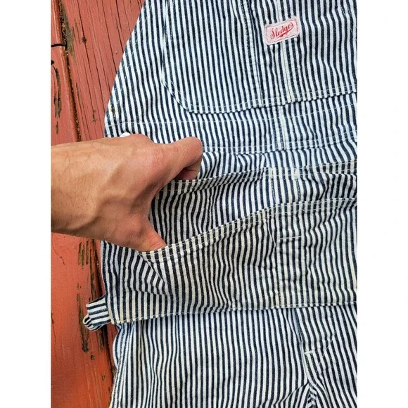 Vintage Sledge’s Hickory Striped Overalls Workwear 1950s Sanforized 60s Railroad